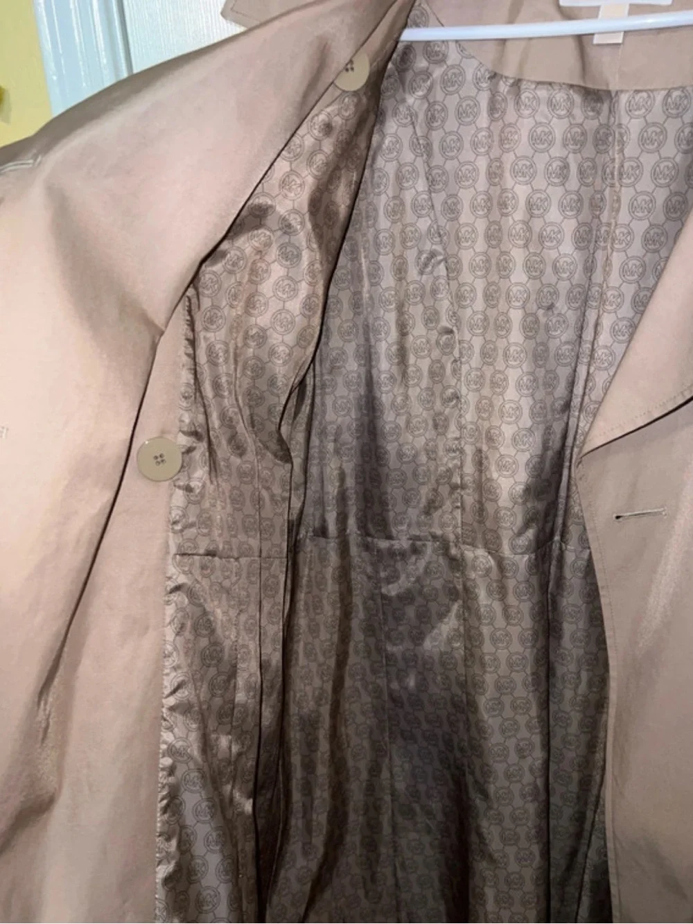 Michael Kors Taupe Double-Breasted Trench Coat
